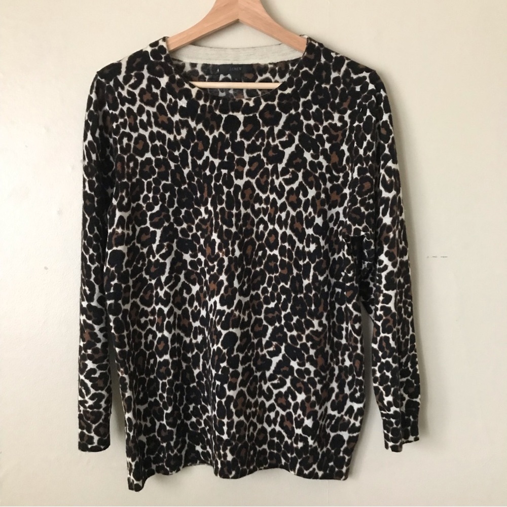 J. Crew XL Crew 100% Merino Wool Animal Print Sweater